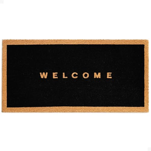 Door Mat – Coir Doormat for Outdoor Entrance, Durable Welcome Mat with Non-Slip Backing, Perfect for Front Door and Entryway - Outdoor/Indoor - Welcome Canvas - 24" x 48" - color: Welcome Canvas, size: 2' x 4' (Rectangular)