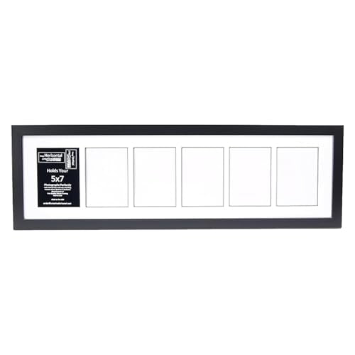 Creative Letter Art 6 Opening Glass Face Black Picture Frame to hold 5 by 7 inch Photographs including 10x36-inch White Mat Collage - color: 6 opening, size: Black w/ White