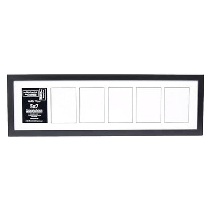 Creative Letter Art 6 Opening Glass Face Black Picture Frame to hold 5 by 7 inch Photographs including 10x36-inch White Mat Collage - color: 6 opening, size: Black w/ White