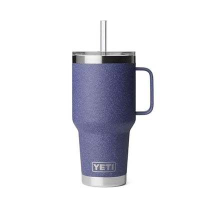 YETI Rambler 35 oz Tumbler with Handle and Straw Lid, Travel Mug Water Tumbler, Vacuum Insulated Cup with Handle, Stainless Steel, Moon Dust - Textured - color: Moon Dust - Textured, style: 35oz