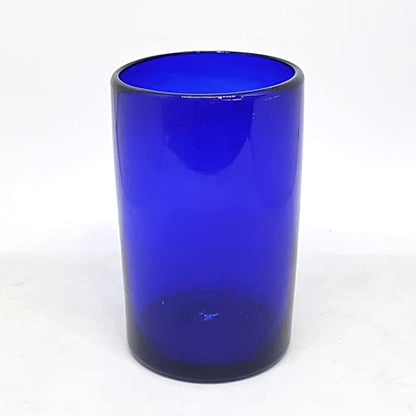 Solid Cobalt Blue 14 oz Drinking Glasses (set of 6), Recycled Glass, Lead-free, Toxin-Free (14oz Drinking) - color: Cobalt Blue, size: 14 oz