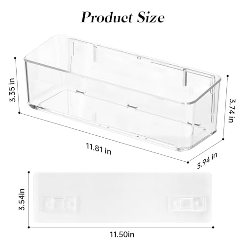 PAVSTINE 2 Pcs Clear Shower Shelf, Large Bathroom Wall Mounted Shower Caddy | No Drill Self Adhesive Bathroom Organizer with Self Adhesive Tape - size: Large-tall-2 Pack