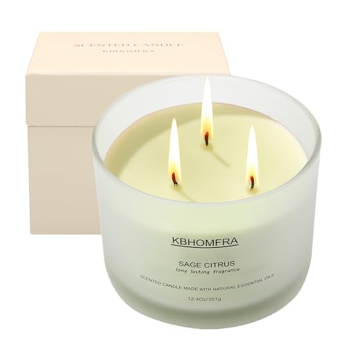 Scented Candles for Home, Sage Citrus Candles Aroma Fragrant 12.4oz Soy Wax, Luxury Large Candle Gift,up to 70 Hours Burn Time, Birthday Gifts for Women&Men Festival Relaxation Ambience