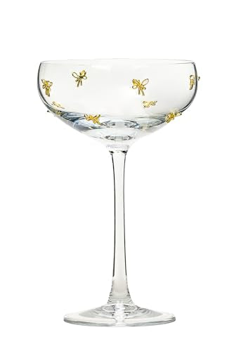 10 Strawberry Street Gold Bow Glassware, Coupe, Set of 4 - size: Coupe