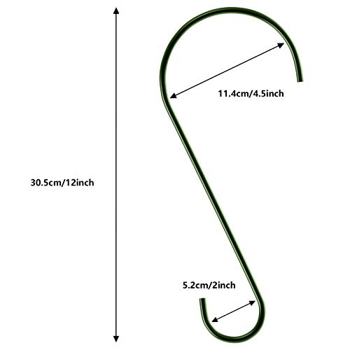 Hotop 6 Pieces Heavy Duty Big S Hooks Bird Feeder Garden Rustproof Stainless Steel Hook for Tree Branch, Kitchen, Bird House, Plants, Baskets, Lanterns and Bicycles(12 Inch,Green) - color: Green, size: 12 Inch