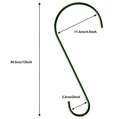 Hotop 6 Pieces Heavy Duty Big S Hooks Bird Feeder Garden Rustproof Stainless Steel Hook for Tree Branch, Kitchen, Bird House, Plants, Baskets, Lanterns and Bicycles(12 Inch,Green) - color: Green, size: 12 Inch