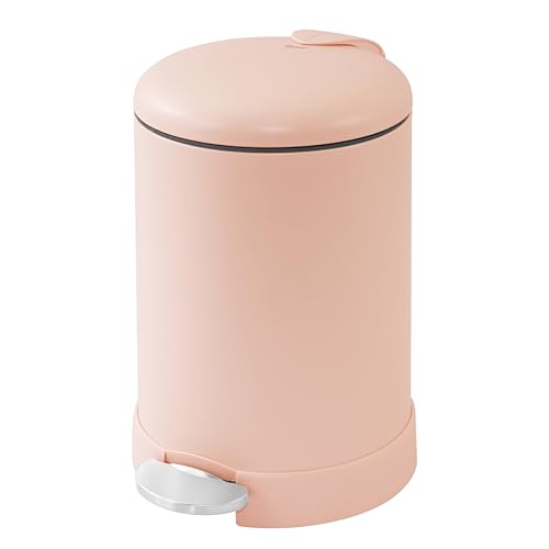 Glad Small Trash Can, 1.2 Gallon | Round Stainless Steel Garbage Bin with Soft Close Lid & Step Foot Pedal | Metal Waste Basket with Removable Inner Bucket, Rust - color: Rust