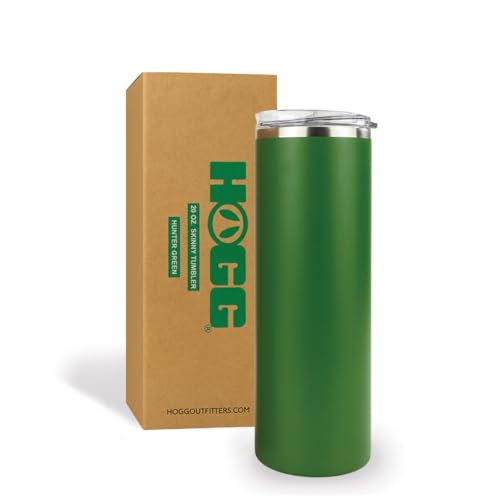 Hogg 20 oz Skinny - Hunter Green, Powder Coated Tumblers for Laser Engraving, Engravable Tumblers Bulk, Stainless Steel Cups Bulk, Insulated Cups with Lids - color: Hunter Green