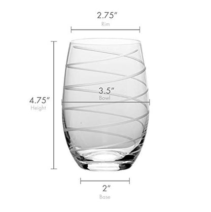 Mikasa Cheers Stemless Wine Glasses, Set of 4, 17-Ounce Clear Glasses, Durable and Elegant, Perfect for Red or White Wine, Dishwasher Safe - style: Stemless Wine Glass