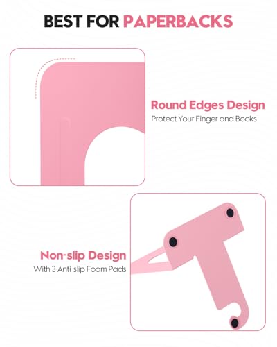 Honagu Bookends, Metal Book Ends, Bookends for Shelves, Book Holder Stopper for Heavy Books/CDs/DVDs (1 Pair/2 Pieces, Pink) - color: Pink