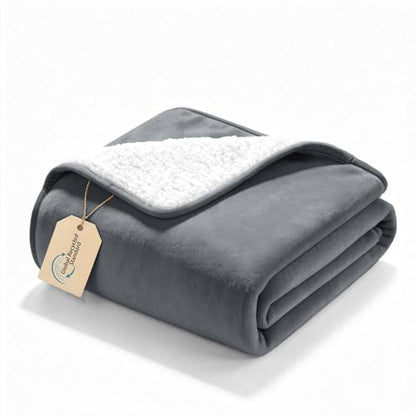 gogobunny Waterproof Bed Blanket, Reversible Sherpa Fleece Throw Blanket for Dog Puppy Cat, Furniture Cover Protects Bed Couch Sofa from Liquid Pee and Pet Fur (Dark Grey, 25x35 inches) - color: Dark Grey, size: 25x35 inches