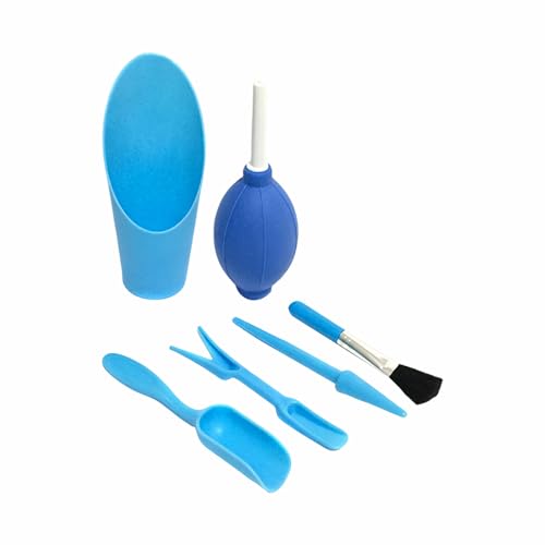 6 Pcs Space Saving Mini Plant Gardening Tools Complete Function Lightweight Handheld Tools for Indoor Desktop Green Plant Daily Caring Work (Blue) - color: Blue