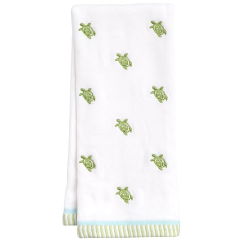 Ritz 2-Piece Cotton Velour Bathroom Hand Towel Set, Embroidered Sea Turtle Pattern, Soft Decorative Towels for Beach House, Coastal, or Spa Decor, 16” x 26” - color: Turtles, size: 2-Pack Hand Towels