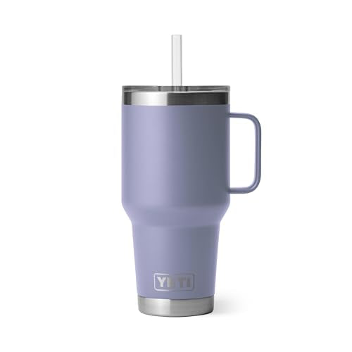 YETI Rambler 35 oz Tumbler with Handle and Straw Lid, Travel Mug Water Tumbler, Vacuum Insulated Cup with Handle, Stainless Steel, Cosmic Lilac - color: Cosmic Lilac, style: 35oz