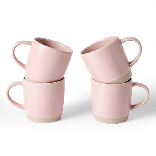 famiware Coffee Mugs Set of 4, Milkyway 13 oz Ceramic Cup Set with Handle | Stoneware Mug Set for Tea, Coffee, Latte, Cappuccino, Cocoa, Microwave and Dishwasher Safe, Light Pink - color: Milkyway-Light Pink, size: 4 Count (Pack of 1)
