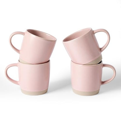 famiware Coffee Mugs Set of 4, Milkyway 13 oz Ceramic Cup Set with Handle | Stoneware Mug Set for Tea, Coffee, Latte, Cappuccino, Cocoa, Microwave and Dishwasher Safe, Light Pink - color: Milkyway-Light Pink, size: 4 Count (Pack of 1)