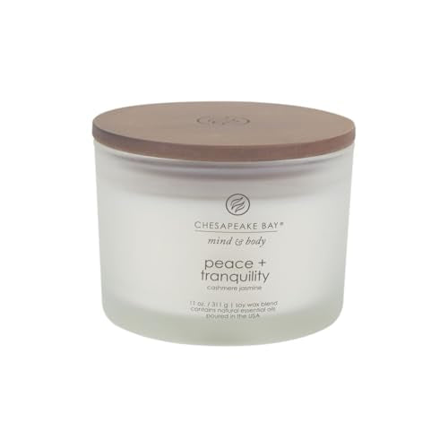 Chesapeake Bay Candle Scented Candle Peace + Tranquility (cashmere jasmine) 3-Wick Coffee Table Jar - color: Peace + Tranquility, size: 11oz