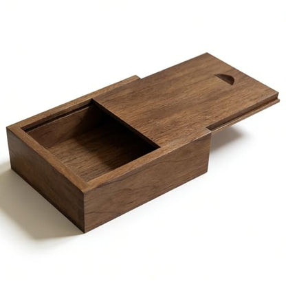 Mini Walnut Wood Gift Box Magnetic Sliding Lid Small Keepsake Case | Handcrafted walnut box with magnetic sliding lid. Smooth surface perfect for DIY crafts, rings, and personalized gifts. - color: Walnut (3.19")