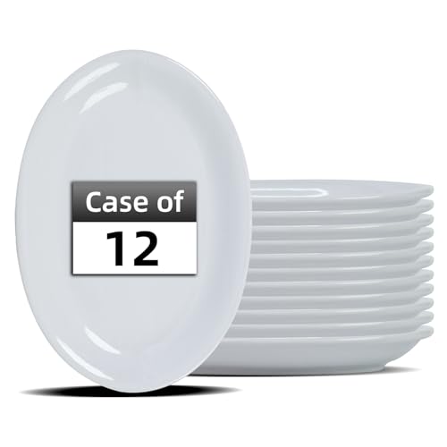 Restaurant Value, Stoneware Coupe Shape Oval Platter 13.5" x 10", Bright White, Case of 12 - color: Bright White, size: Oval Platter 13.5" x 10"