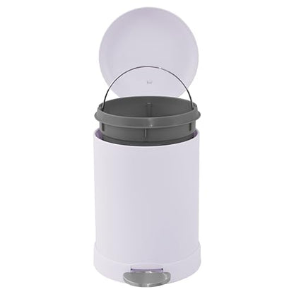 Glad Small Trash Can, 1.2 Gallon | Round Stainless Steel Garbage Bin with Soft Close Lid & Step Foot Pedal | Metal Waste Basket with Removable Inner Bucket, Lavender - color: Lavender