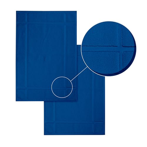 100% Cotton Bath Mat 24x17 Inches, 1350 GSM Thick Plush, Soft Absorbent, Oeko-Tex Certified, Durable Construction- Navy - color: Navy