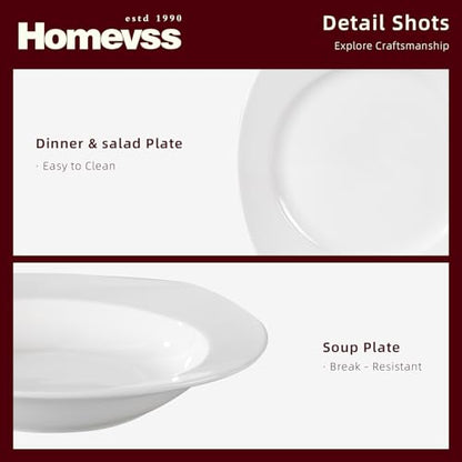 HomeVss, New Bone China Dinnerware Set, Coupe Square Shape, 20pc Set - color: Square Coupe, size: Service for 4 - 20pc Set