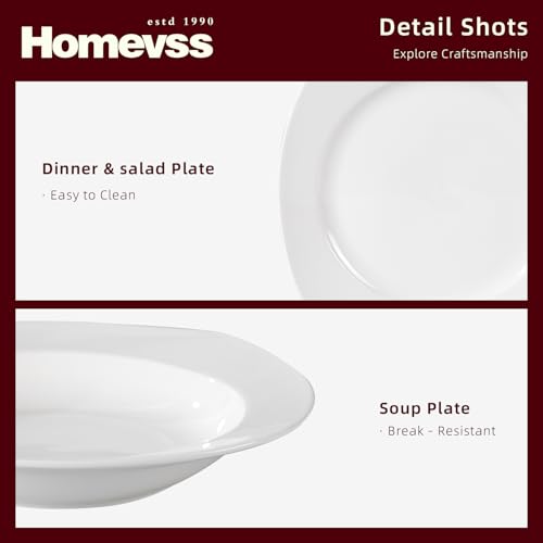 HomeVss, New Bone China Dinnerware Set, Coupe Square Shape, 40pc Set - color: Square Coupe, size: Service for 8 - 40pc Set