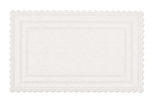 Royal Blaze Crochet Bath Rug 100% Cotton Reversible, 24”x36” Soft White Large Rectangular Bath Mat, Reversible Plush Tufted Loop Design with Decorative Edges, Thick Bathroom Rug - color: Soft White, size: 24"x36" Rec
