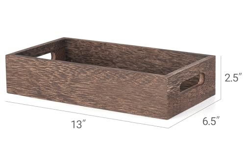 Mkono Bathroom Basket, Wood Toilet Paper Storage, Rustic Home Decor, Brown | Back of Toilet Basket, Farmhouse Organizer, Built-in Handles, Bathroom Living Room Bedroom Office Vanity Kitchen Shelf