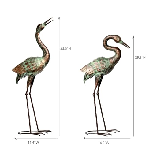 Shorayn Metal Heron Garden Statue Life-Size Crane Set Indoor Yard Decor Handmade Gift