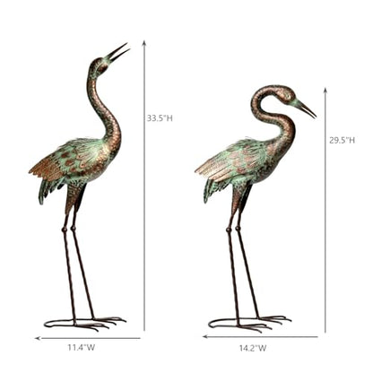 Shorayn Metal Heron Garden Statue Life-Size Crane Set Indoor Yard Decor Handmade Gift