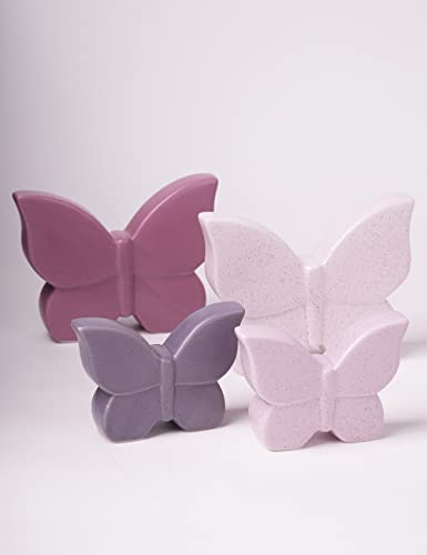 Butterfly Statue Decor Animal Figurine Modern Home Decor 6.7 Inch | Purple Ceramic Minimalist Sculpture Handicraft Gift Table Centerpiece Art for Living Room Bedroom Office