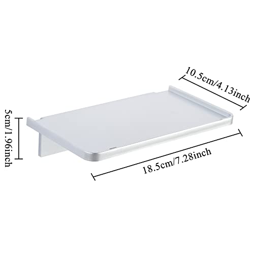 Stick-on Wall Shelf - Small Wall Mounted Adhesive Clear Acrylic Shelf Phone Holder Shelves Wipes Rack for Bathroom,Kitchen,Toilet,Office - Silver (A Set of Screws Included) - color: Silver