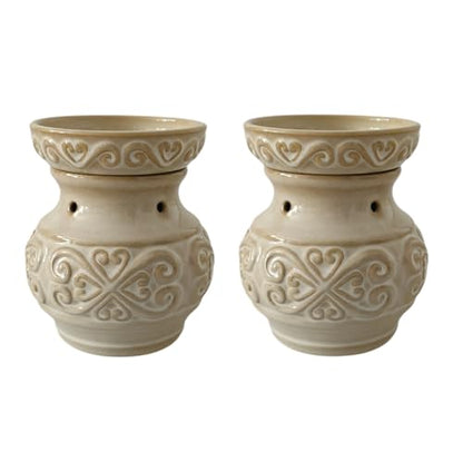 Hosley 2-Pack 5" High Cream Ceramic Electric Warmer. Ideal Gift for Wedding Spa Aromatherapy. Use with Wax Melts Cubes and Fragrance Oils. - color: Cream*2