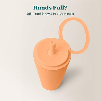 REDUCE Halo 32 oz Stainless Steel Vacuum Insulated Tumbler - Spill Proof Travel Mug with Flip Handle Lid - Keeps Drinks Cold for 32 Hrs - Dishwasher Safe - Cupholder Friendly - Papaya - color: Papaya, size: 32 Ounces