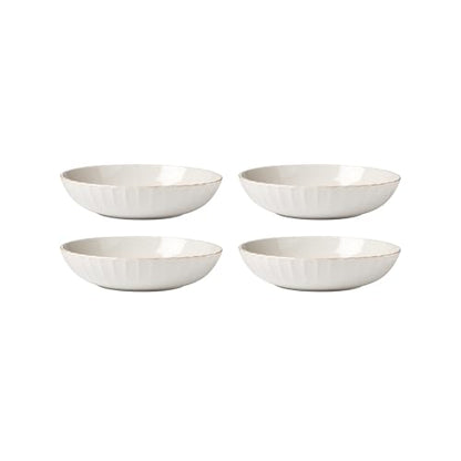 Lenox French Perle Scallop White Stoneware Pasta Bowl Set for 4, 36oz | Dishwasher safe, microwave safe | elegant scalloped design | 1.75 inch, 36oz, salad bowl, gift for women - style: Pasta Bowls, Set of 4