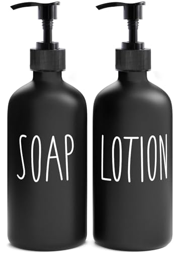 MOMEEMO Matte Black Soap Dispenser Bathroom Set | Contains Lotion and Hand Soap Dispenser, Suitable for Bathroom Decor Farmhouse Style - color: Sl Black