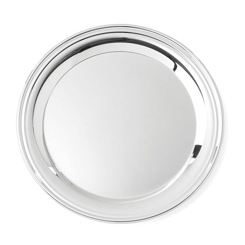 Reed & Barton Derby Silverplate Round Serving Tray, Coffee Table Decor | hand wash only | 12 inch diameter | jewelry dish, coffee table decor, food tray, gift for women, tray decor - style: Round Tray