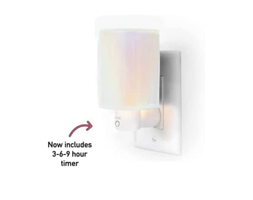 Happy Wax Iridescent Pink Outlet Timer Warmer for Scented Wax - Compact Ceramic Wall Plug in with Timer - for Home Fragrance - Small with Removable Silicone Dish - color: Iridescent Pink