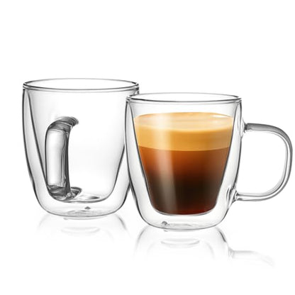Sweese 5oz Double Wall Glass Espresso Cups Set of 2, Espresso Shot Cups Perfect for Cappuccino, Latte, Tea - style: Set of 2 Espresso cups