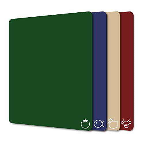 WK Plastic Flexible Cutting Boards for Kitchen Set of 4, Colored Cutting Board Mats with Food Icons, Non-Slip Cutting Mats, BPA Free, Dishwasher Safe - color: Multi Color - Large - 4