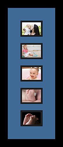 ArtToFrames Collage Photo Frame Double Mat with 5-2.5x3.5 Openings and Satin Black Frame - color: Liberty Blue, size: 2.5x3.5