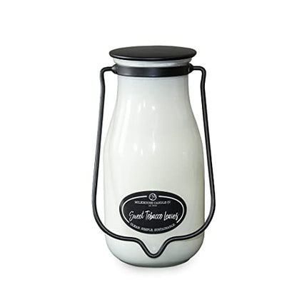 Milkhouse Candle Company Sweet Tobacco Leaves Soy Candle - Honey | Tobacco | Teakwood Scented - 14 oz Milkbottle with Lid, 90+ Hour Burn Time, Made in the USA - size: 14 Oz
