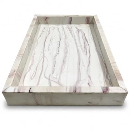 Handmade Decorative Rectangular Shape Elegant Bathroom Vanity Tray Kitchen Sink Countertop Jewelry Organizer Resin Ring Dish Holder Cosmetic Tray Dining Decor