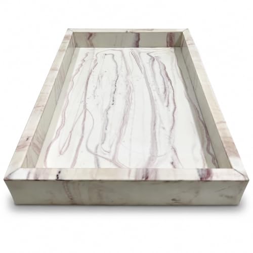 Handmade Decorative Rectangular Shape Elegant Bathroom Vanity Tray Kitchen Sink Countertop Jewelry Organizer Resin Ring Dish Holder Cosmetic Tray Dining Decor