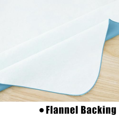 Round Vinyl Waterproof Tablecloth with Flannel Backed | Spillproof Wipe Clean Table Cloth, Plastic Flannel Backing for Dining, Buffet Parties Picnic Camping, Aquamarine, 60" - color: Aquamarine, size: 60" (Round)