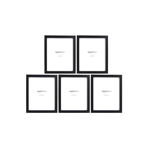 Amazon Basics Rectangular Picture Frame Set for Wall Hanging or Tabletop Display, 8 x 10 in, Black, 5-Pack - size: 8" x 10"