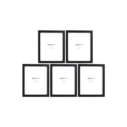 Amazon Basics Rectangular Picture Frame Set for Wall Hanging or Tabletop Display, 8 x 10 in, Black, 5-Pack - size: 8" x 10"