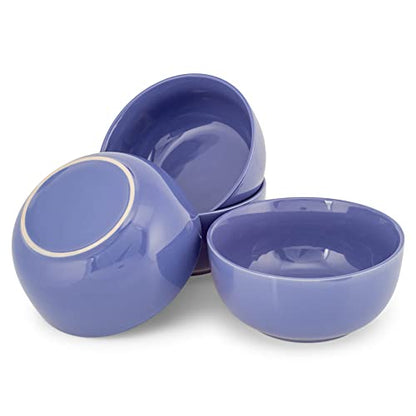 Elanze Designs Bistro Glossy Ceramic 6.5 inch Dinnerware Bowls Set of 4 - Perfect for Everyday uses from Soup, Pasta, Salad, Cereal, Ice cream, Ramen and Pho, Violet Purple - color: Violet Purple, style: 6.5 inch Soup