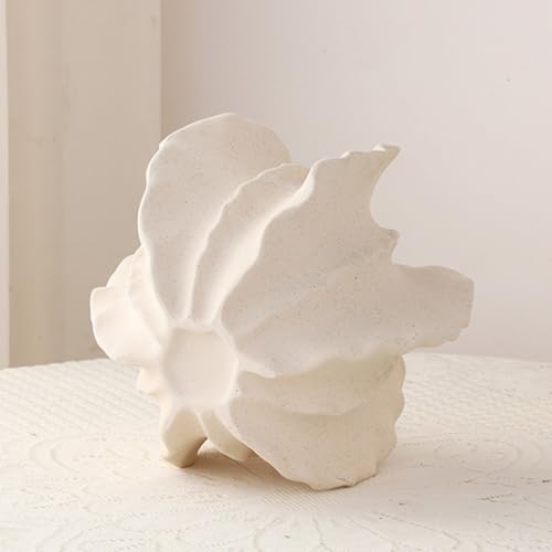 White Ceramic Vase Modern Home Decor, Unique Vase Round Matte Donut Vases for Pampas Grass, Neutral Boho Nordic Minimalism Style Flower Vases for Living Room Wedding Dinner Table Party (W231White